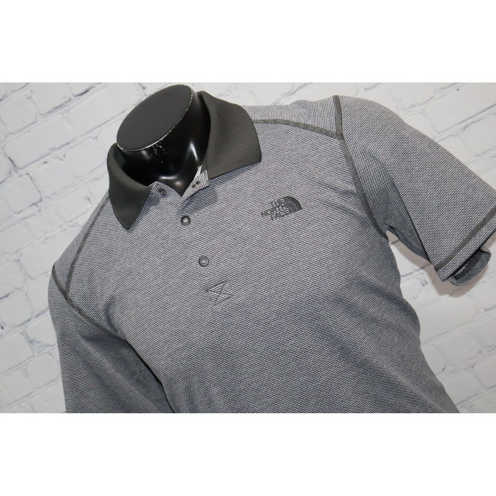 The North Face Golf Polo Shirt Men Medium Gray Geometric Polyester Performance